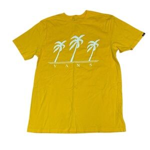 Vans Men’s Yellow Palm Tree Tee, classic fit T-Shirt, Medium